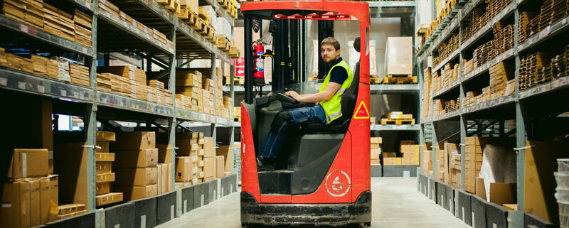 red forklift operator